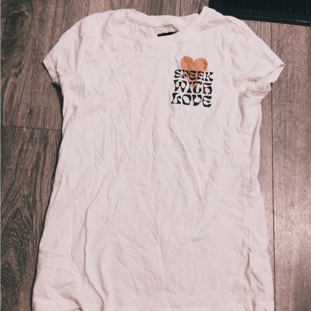 White Graphic Tee with Heart Design